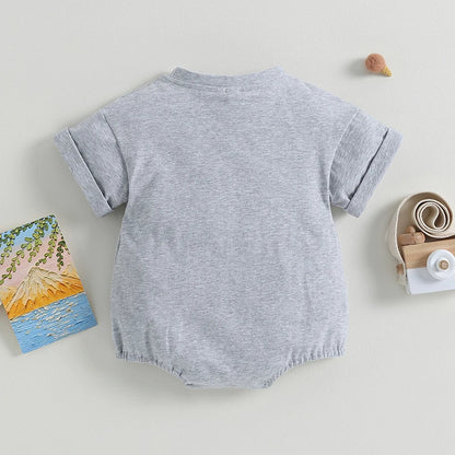 Baby Boy Girl Solid Color Short Sleeve Bubble Romper Oversized T-Shirt Bodysuit Top Summer Baby Jumpsuits Clothes