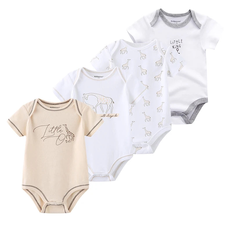 4pieces Newborn Baby Boy Clothes Cartoon Cotton Romper Summer Short