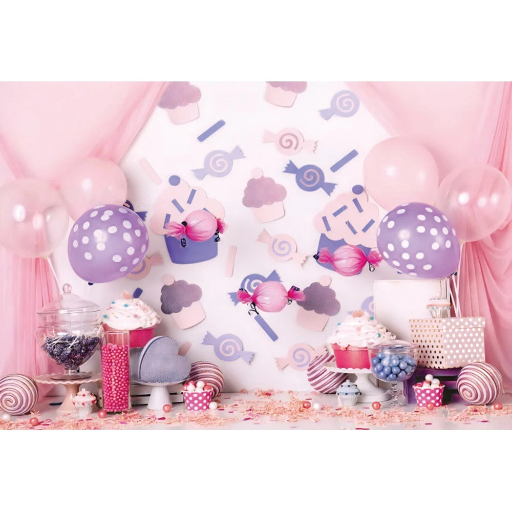 Candy Bar Baby Shower Birthday Backdrop Ice Cream Car Donuts Lollipop Party Photo Background Cake Table Decor Photography Props