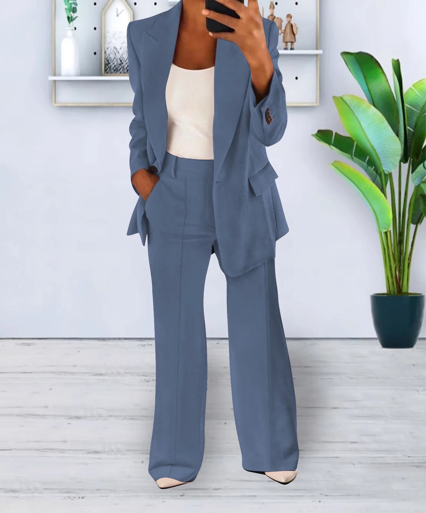 Women Spring Autumn Suit 2 Piece Sets Long Sleeve Jacket Coat High-Waisted Trousers Business Suit Office Ladies Pant Sets Outfit