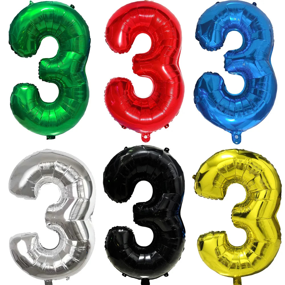Multi Color Large Numbers 3 Balloon 32Inch 1 2 3 4 5 6 7 8 9 Birthday Ball Red Digit Bachelorette Balloons Figure Golob Balloons