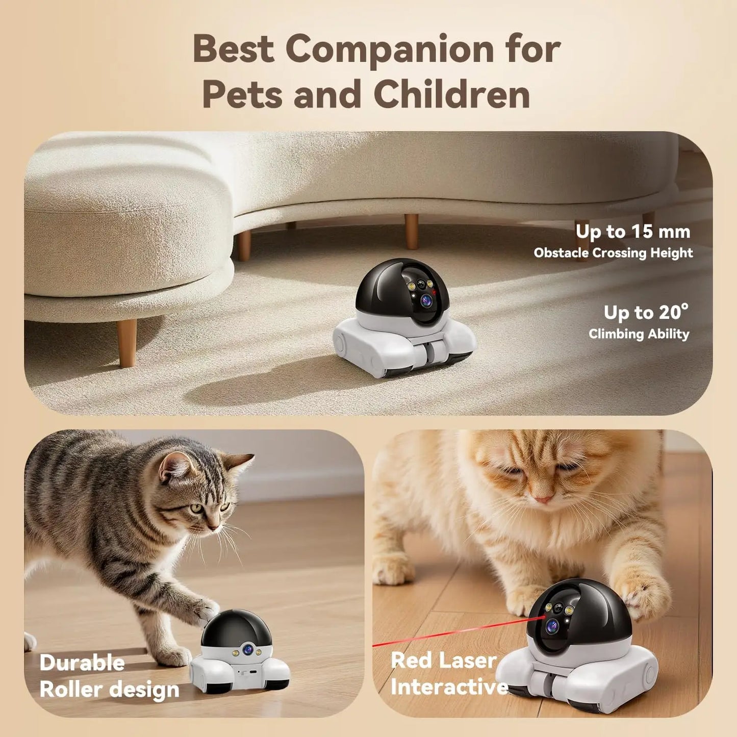 Indoor Security Camera 1080P Dual Lens, Mobile Robot with Wheels, Two-Way Audio, Remote-Controlled Bot with Night Vision, App-Controlled for Home Safety, Pets, Baby, Elderly