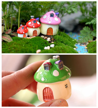 4 Sizes Fairy Garden Accessories Miniature Mushroom Ornament Statue Figurines Plant Pot Dollhouse Home Garden Decor Craft