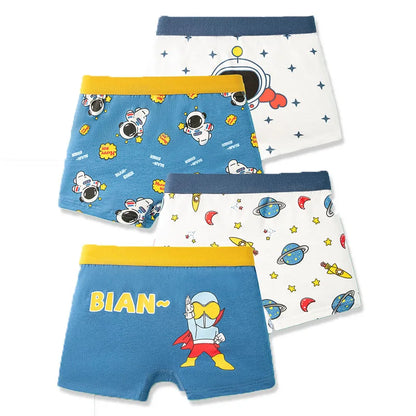 4 Pcs/Lot Children Panties Cotton Underwear For Boys 3-14 Years Breathable Kids Underpants Cars Patterns Cartoon Boy Boxer Brief