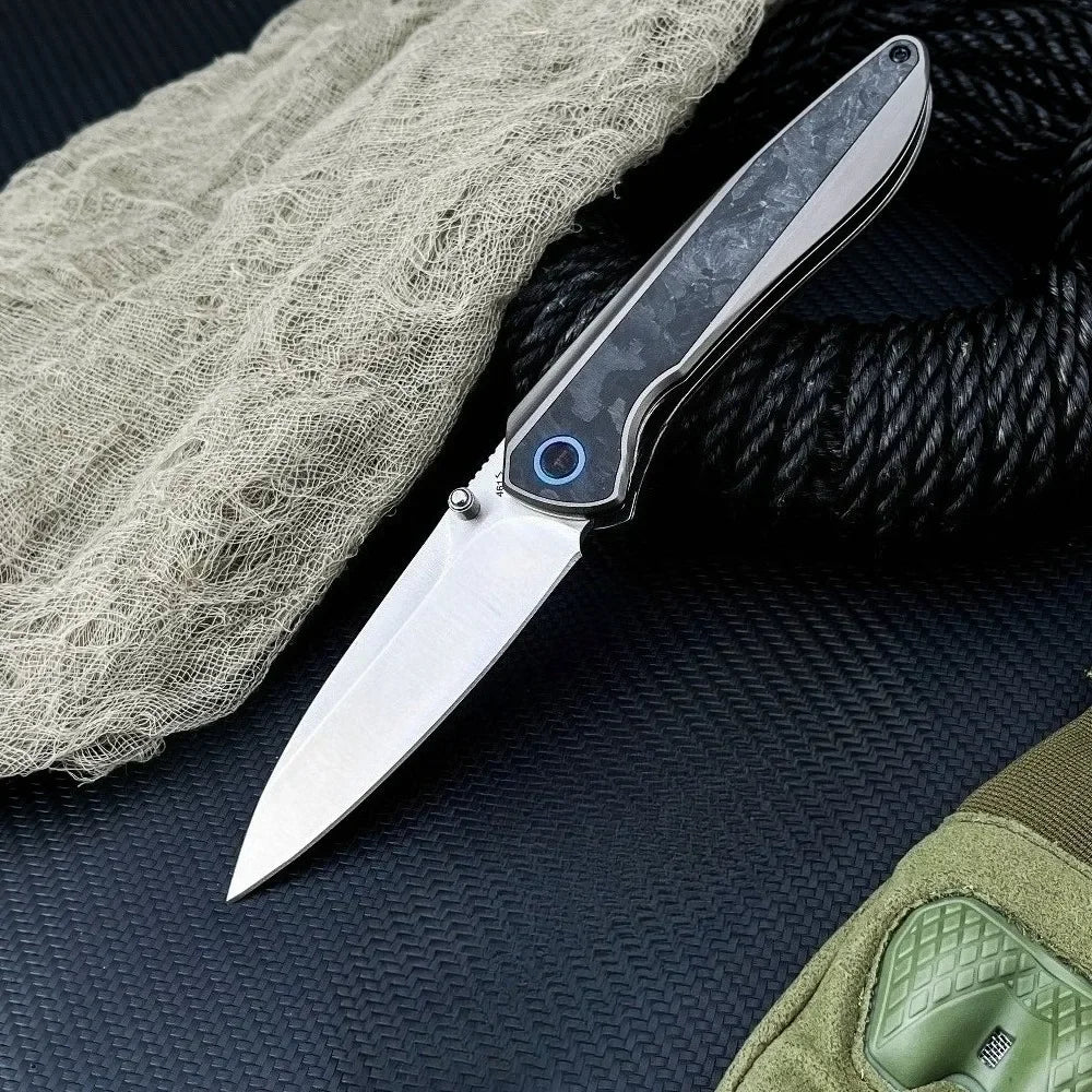 Folding Knife 7Cr17MoV Steel Blade Aluminum Alloy Carbon Fiber Handle Portable EDC Gear Field Exploration Outdoor Hiking Camping
