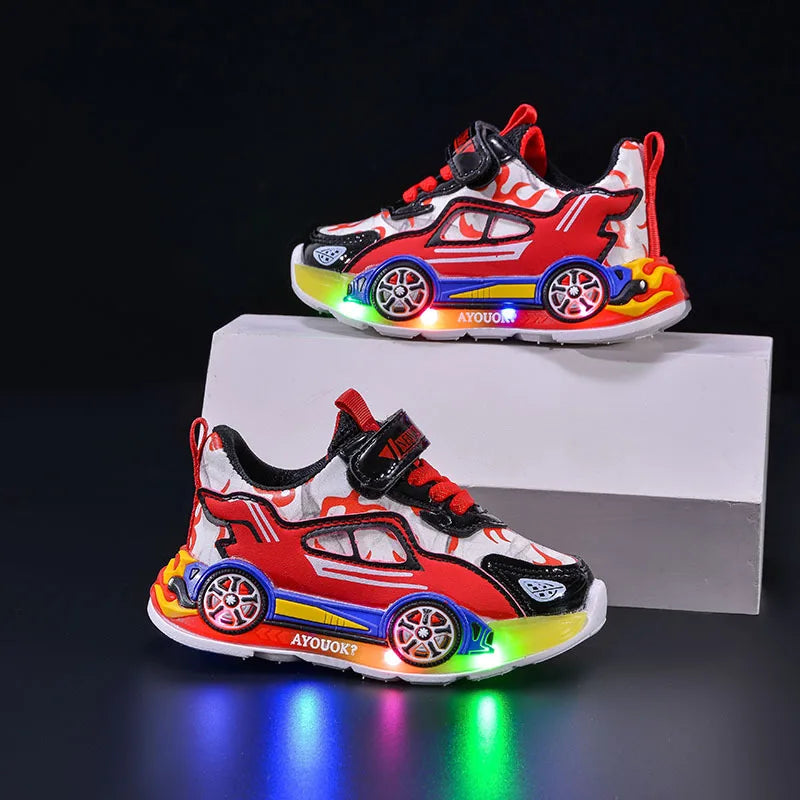 Fashion Girls Shoes Spring New Kids Shoes Soft Sole Boys' LED Light Shoe Simple Child Sports Shoes Anti Slip Girl Casual Shoe