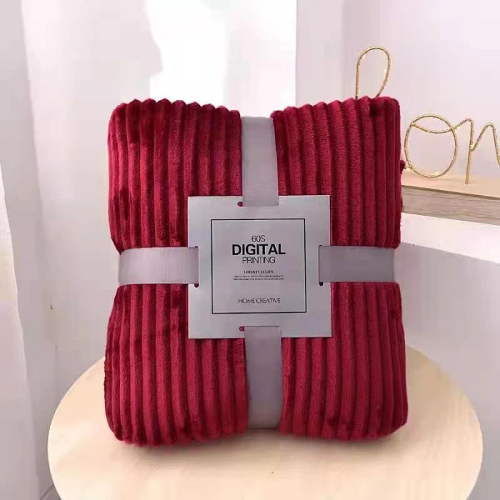 Soft Coral Fleece Blanket On The Sofa Thickened Winter Bed Blanket Warm Stitch Fluffy Bedspread Plaid Sofa, Excluding cardboard
