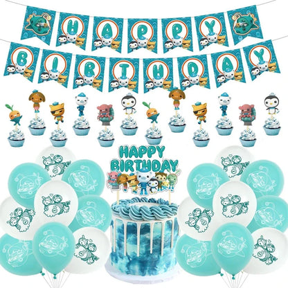 The Octonautsed Party Decoration Bear Cat Penguin Latex Ballons Captain Sea Animal Foil Balloons Happy Birthday Banner Kids Toy