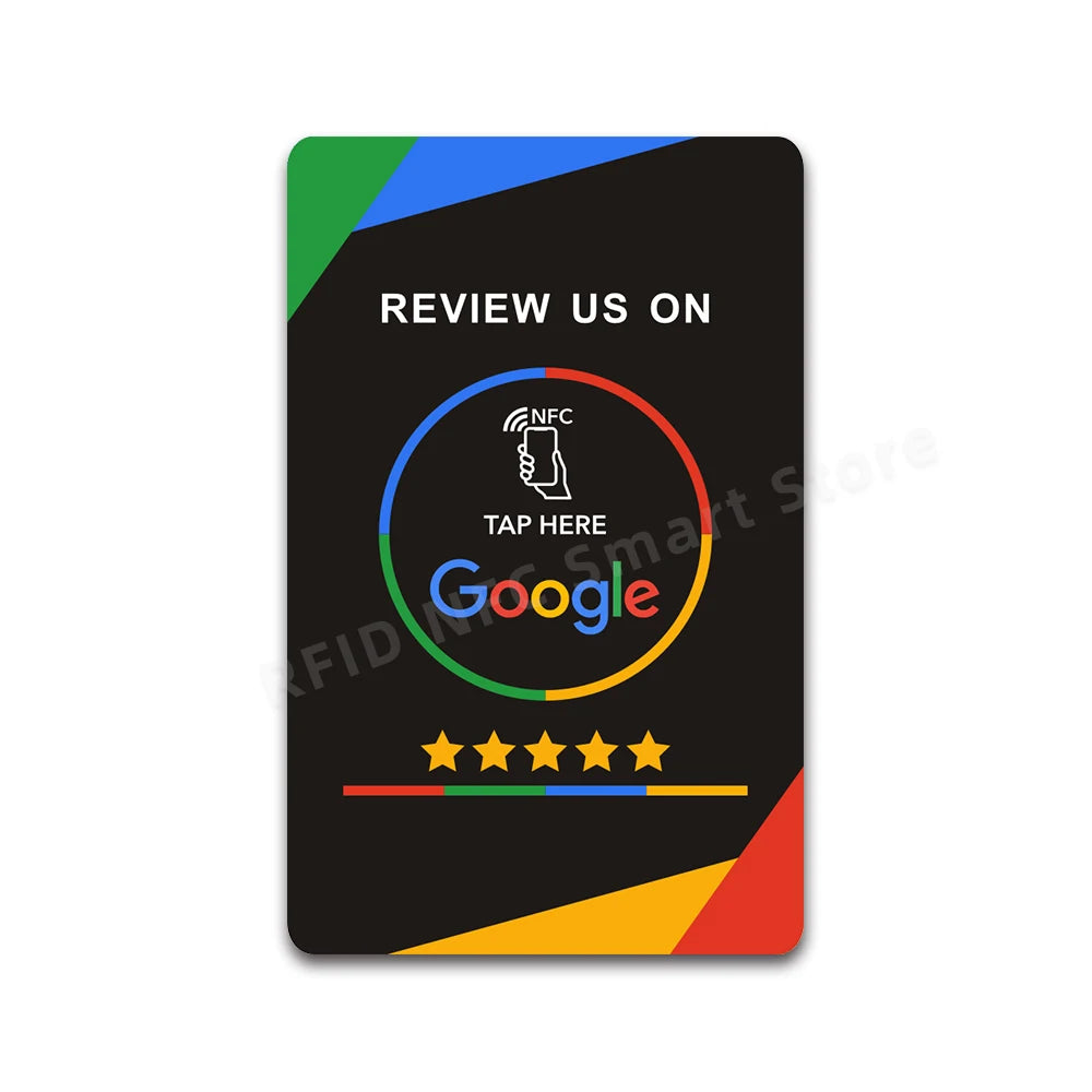nfc tag 13.56Mhz Programmable Google Review Card NFC station table NFC Google Reviews display bending card standing bracket