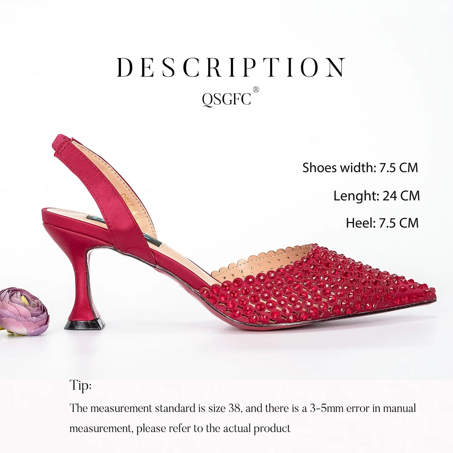 New Wine Red High Heels Shoes And Bag Dotted Crystal Wedding Party Spring, Summer, and Autumn Fashion Women's Noble Sandals