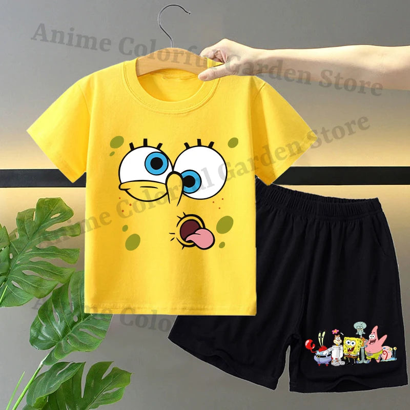 2pcs Spongebobs Squarepants Short Sleeved Shorts Set for Children
