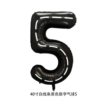 40'' Number Race Car Balloon Racetrack Balloon Truck Bike Wheels Tire Racing Car Theme Party Supplies Boys' Birthday Party Favor