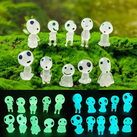 10pcs Luminous Elves Mini Figures Fish Tank Decor Kodama Glow in the