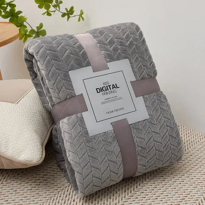 Fluffy Coral Velvet Blanket Flannel Plush Comfortable Thickened and Warm Soft Sofa Throw Blanket for Air-Conditioned Room Luxury