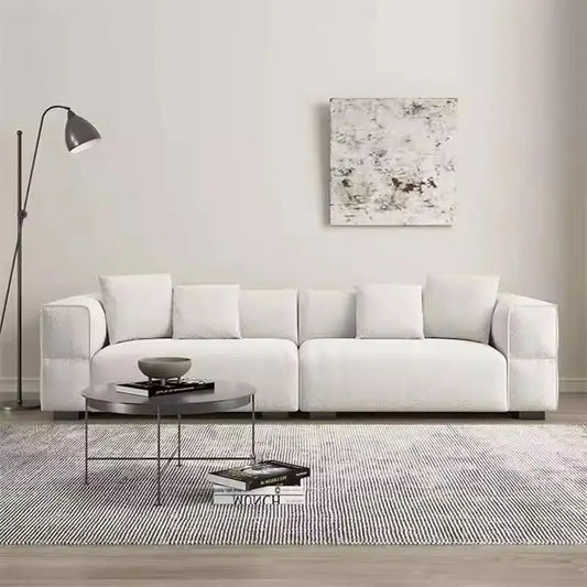 Modern Living Room Sofa Set With Comfort Cushions And Composite Fabric Upholstery For Family Seating And Home Lounge Use