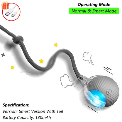 iLMH 1/2 PCS Cat Interactive Ball Toy Automatic Rolling Ball Faux Tail Rechargeable Smart Pet Electric Toy Pet Toy Imitate Mouse