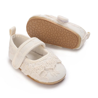 NEW Baby Girls Shoes Non-Slip Soft Soled Lace Bowknot Flats Toddler First Walker Fall Princess Shoes