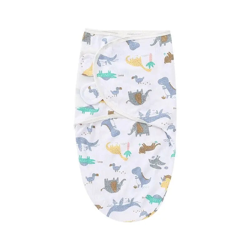 Baby Blanket Hat Set Cartoon Printed Cotton Newborn Swaddle Adjustable