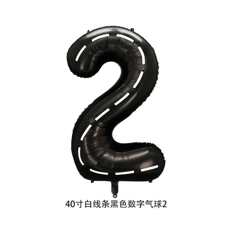 40'' Number Race Car Balloon Racetrack Balloon Truck Bike Wheels Tire Racing Car Theme Party Supplies Boys' Birthday Party Favor