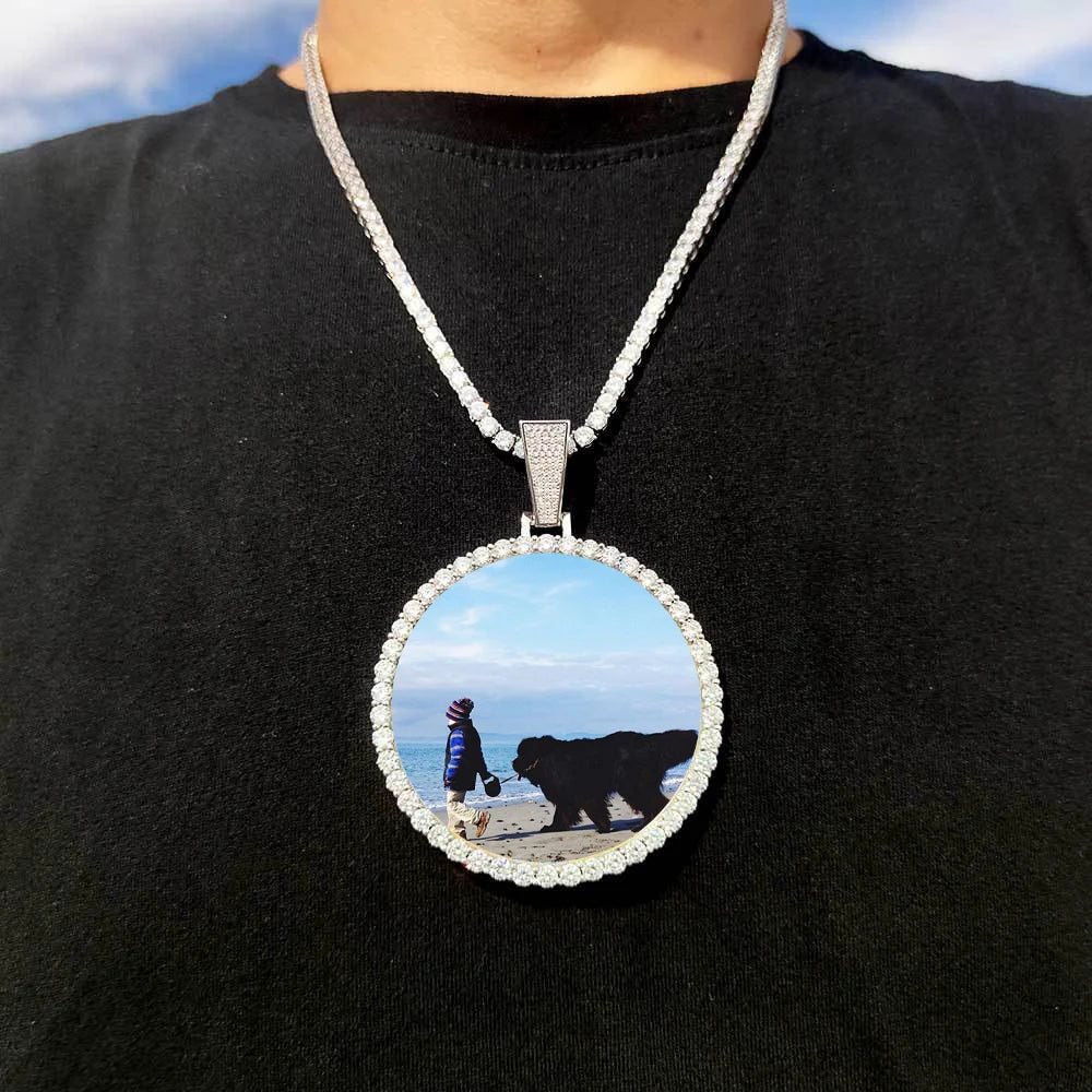 Custom Made Big Photo Medallions 18k Gold Necklace Pendant Iced Out Cuban Men Hip Hop Picture Jewelry Gift Can Free Custom Logo
