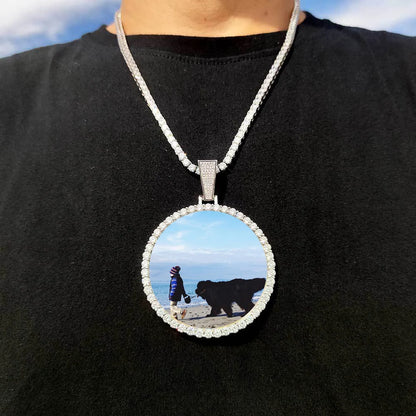 Custom Made Big Photo Medallions 18k Gold Necklace Pendant Iced Out Cuban Men Hip Hop Picture Jewelry Gift Can Free Custom Logo