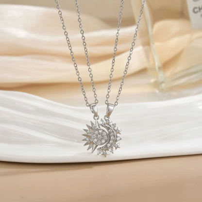 LATS New Stainless Steel Magnetic Sun Moon Couple Necklace Fashion Chain for Men and Women Good Friend Gifts Trend Jewelry