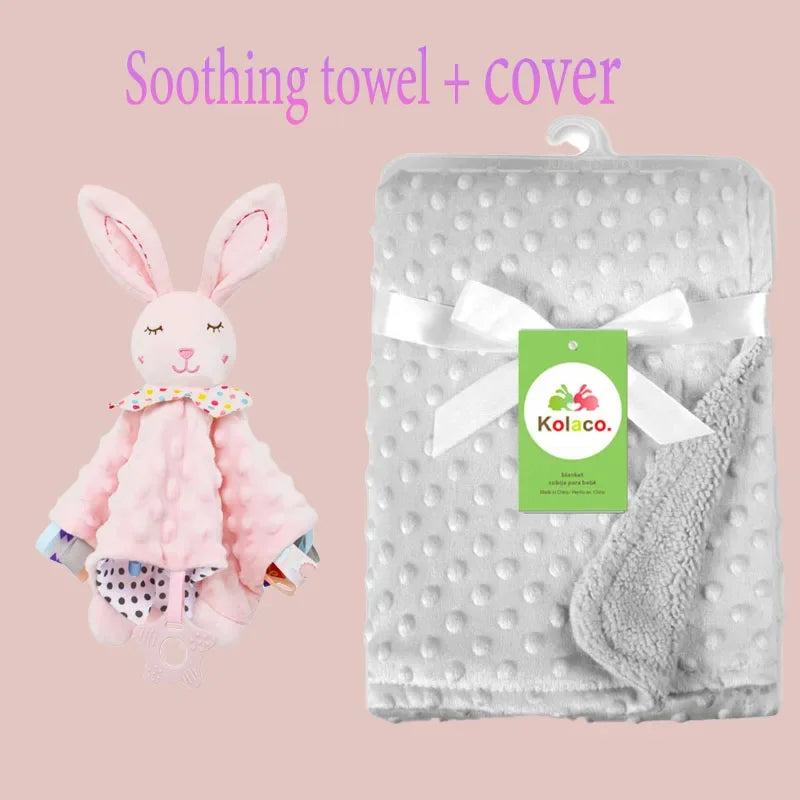 Custom Embroidered Name Minky Baby Blanket & Bunny Comforter Set Personalized Newborn Security Blanket Baby Shower Gift