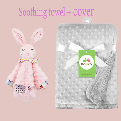 Custom Embroidered Name Minky Baby Blanket & Bunny Comforter Set Personalized Newborn Security Blanket Baby Shower Gift