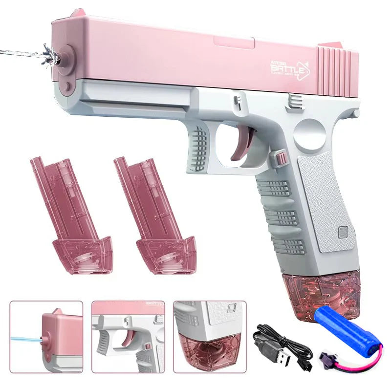 Electric Water Gun Toy Rechargeable Long Range Water Blaster for Beach Pool Backyard Battles Adults Kids Summer Toy Birthday
