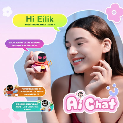 Eiliko Coral Pink - Your Tiny AI Charm Robot That Matches Every Daily Outfit, Fun Electronic Pendant Toys, for Couples and Best Friends.