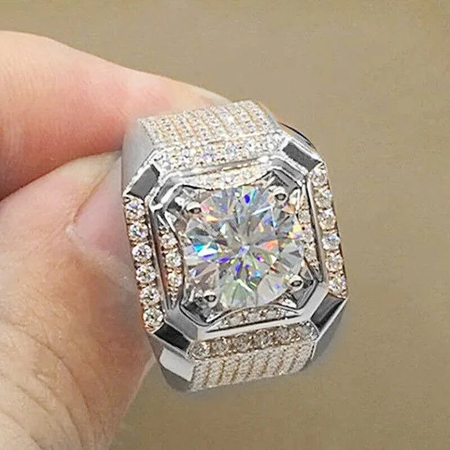 European and American Trendy Inlaid Crystal Women Men's Rings Banquet Fashion Business Ring Jewelry