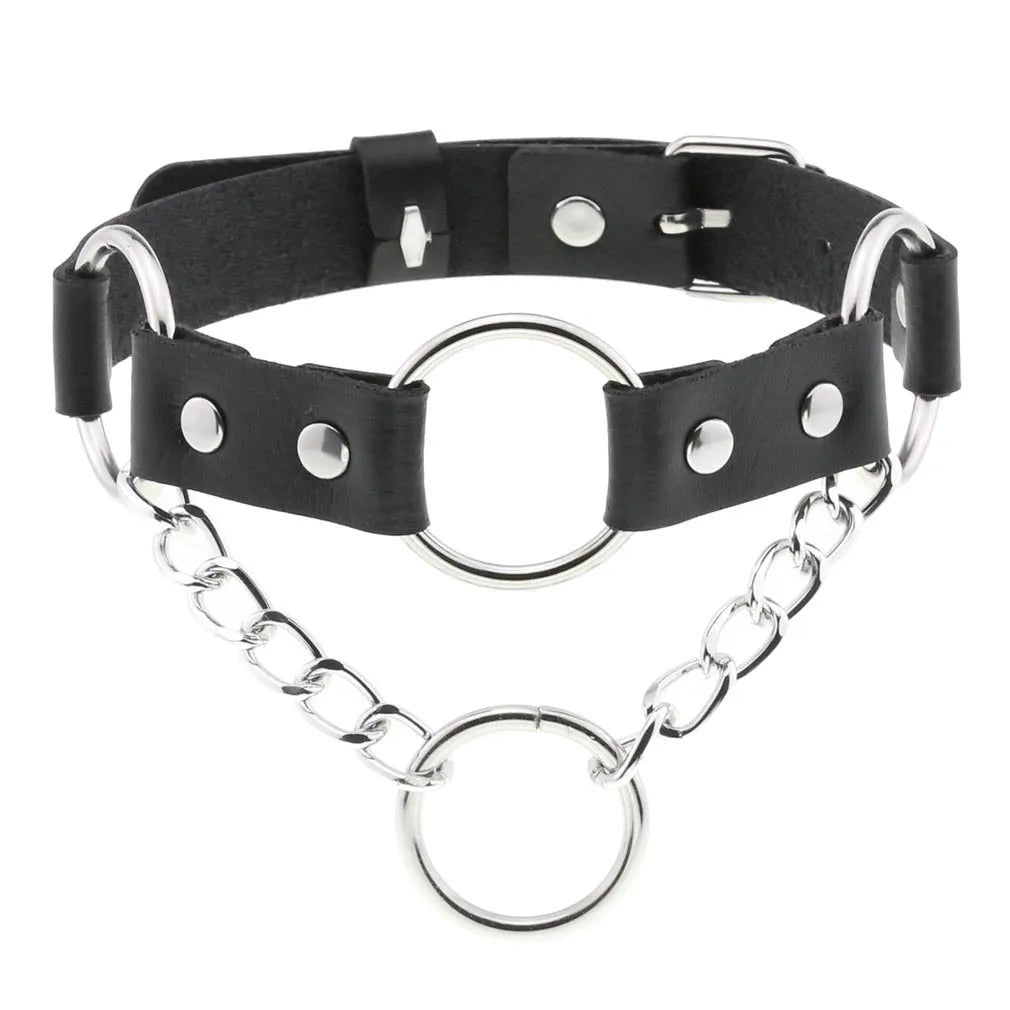 DIEZI Vintage Sweet Cool Hip Hop Rivet Choker Necklace Harajuku Gothic Club Black PU Leather Collar Torques Necklace Jewelry