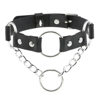 DIEZI Vintage Sweet Cool Hip Hop Rivet Choker Necklace Harajuku Gothic Club Black PU Leather Collar Torques Necklace Jewelry