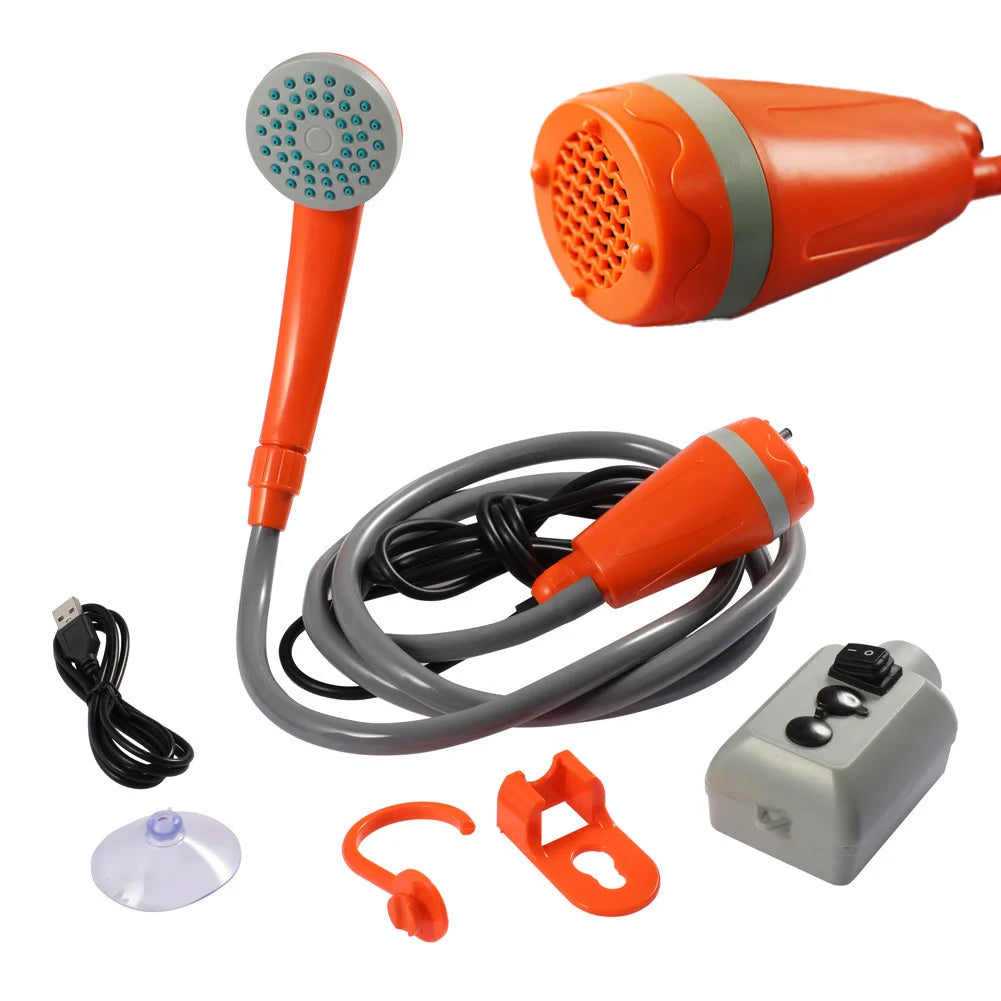 Portable Camping Shower Outdoor Camping Shower Pump Rechargeable Shower Head Outdoor Camping Equipment Hiking Traveling Supplies