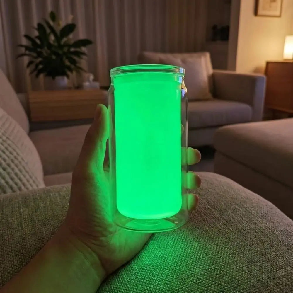 16oz Capacity Glow in The Dark Straw Cup Double Wall Leak-proof Luminous Coffee Cup Fluorescent Splash Proof Water Bottles