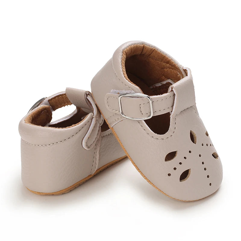 Breathable Newborn Baby Shoes Baby Boy Girl Shoes Girl Classic Bowknot Rubber Sole Anti-slip PU  Toddler Shoes First Walker