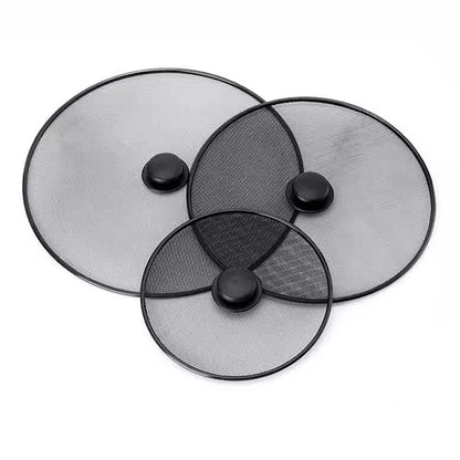 Anti Splash Cover Kitchen Tool Black Splash Screen Anti Oil Pan Oil Splash Cover Fine Hole Button Handle Explosion-proof Cover