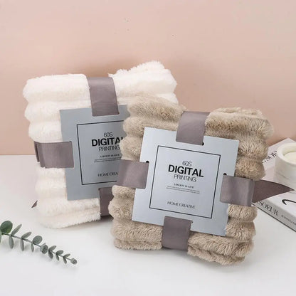 Ultra Soft Fleece Bed Throw Blankets for Lunch Rest Double Sided Warm Blanket Skin-Friendly Warm Conditioning Quilt Breathable
