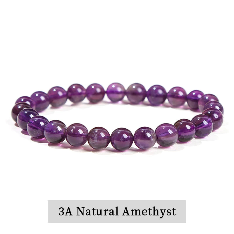 JD Natural Stone Beads Bracelet Amethyst Tiger Eye Crystal Quartz Agate Gem Beads Bangles Women Men Reiki Healling Jewelry Gift