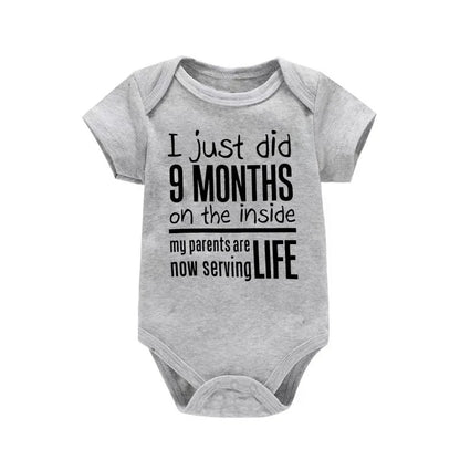 Funny "I Just Did 9 Months" Letter Print Newborn Bodysuit Casual Short Sleeve Jumpsuit Infant Baby Boys Girls Outfit Baby Onesie