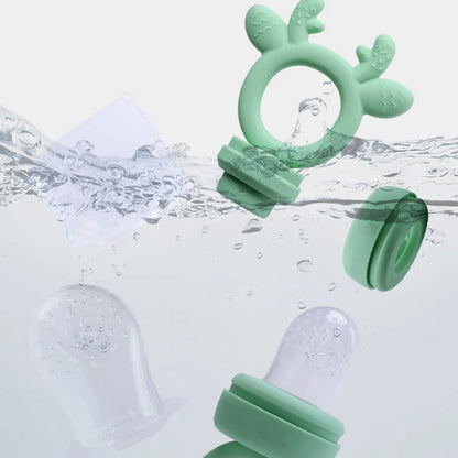 BPA Free Baby Fruit Food Feeder with Dust Cover Deer Silicone Teething Nibbler 3 Colors Toddler Vegetable Feeding Pacifier Teether Toy