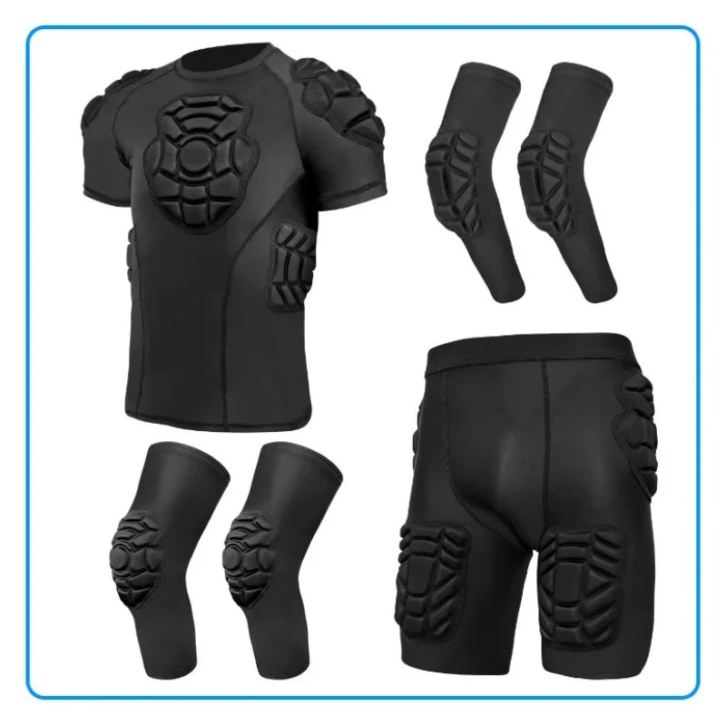 Impact Resistant Goalkeeper Clothing- Men's Compression Jersey & Shorts for Football Basketball Sports