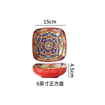 Ceramic Tableware Set Rice Bowl Serving Plate Creative Cutlery Soup Plate Noodle Handle Bowl Sauce Dish Steak Salad Fruit Plate