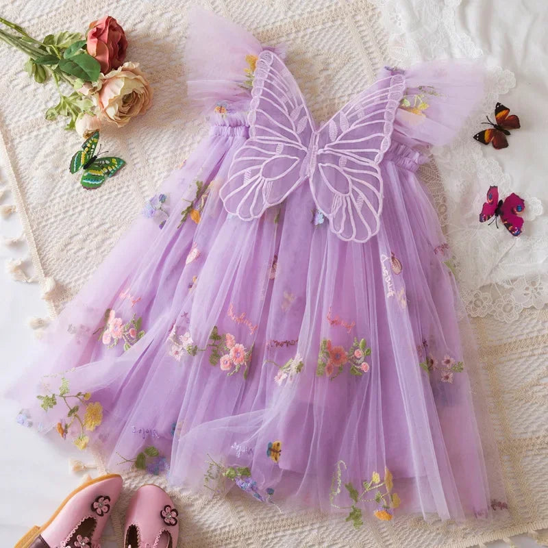 Girls' Dress Summer Lace Floral Print Cute Princess Baby Girl Dress Adorable Wedding Flower Girl Outfit