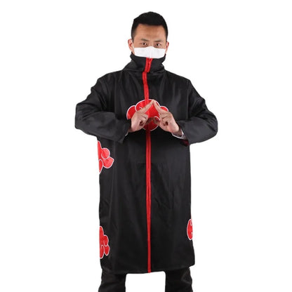 Anime Ninja Cosplay Akatsuki Cosplay Costume Uchiha Itachi Red Cloud Cloak Robe Cloak Headband Props Halloween Clothe
