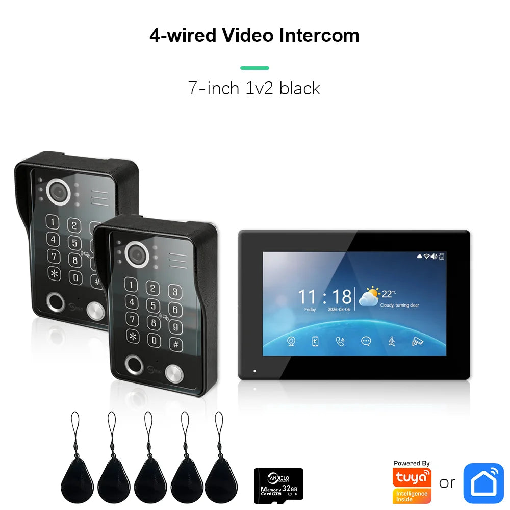 ANJIELO Doorbell Video Intercom System for Home Doorphone Tuya Smart 1080P Monitor Motion Detection Digital Photo Frame