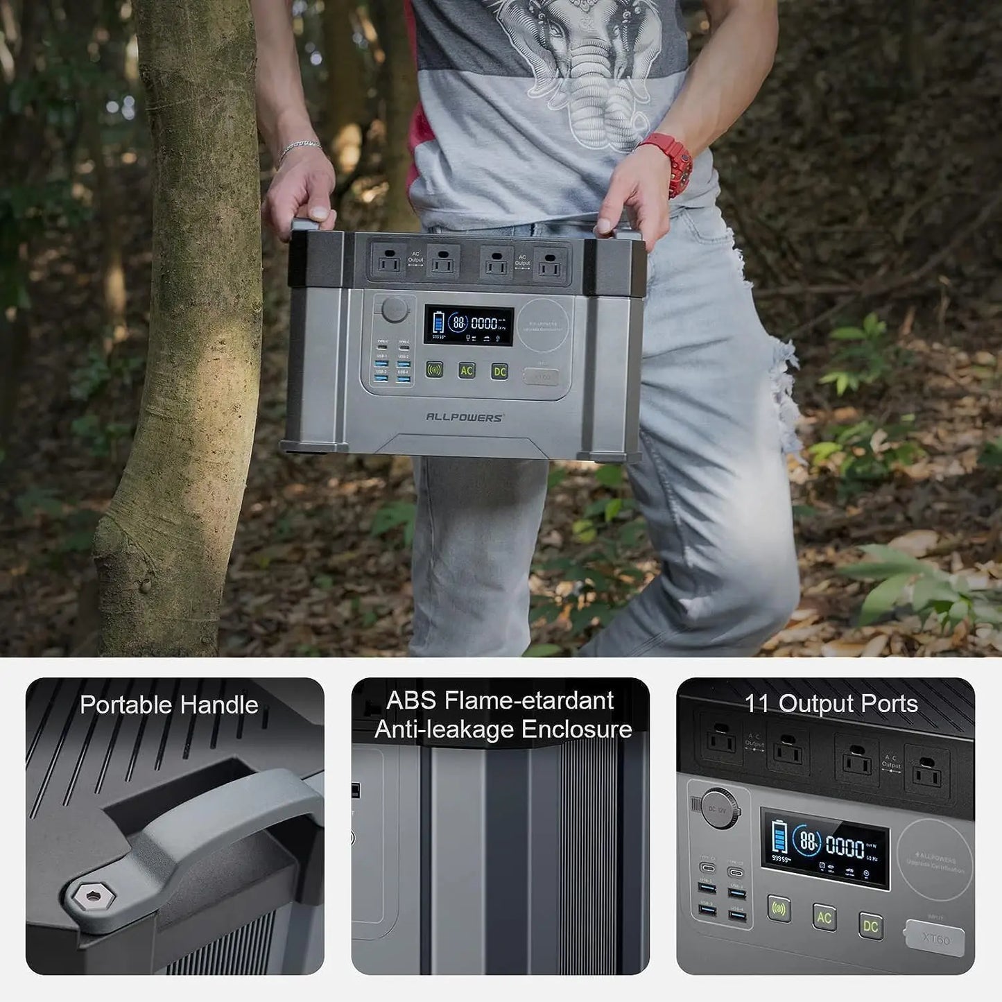 ALLPOWERS S2000 PRO Portable Solar Generator 2400W Emergency Backup High Power Supply for Outdoor Camping Home Use Emergency RV