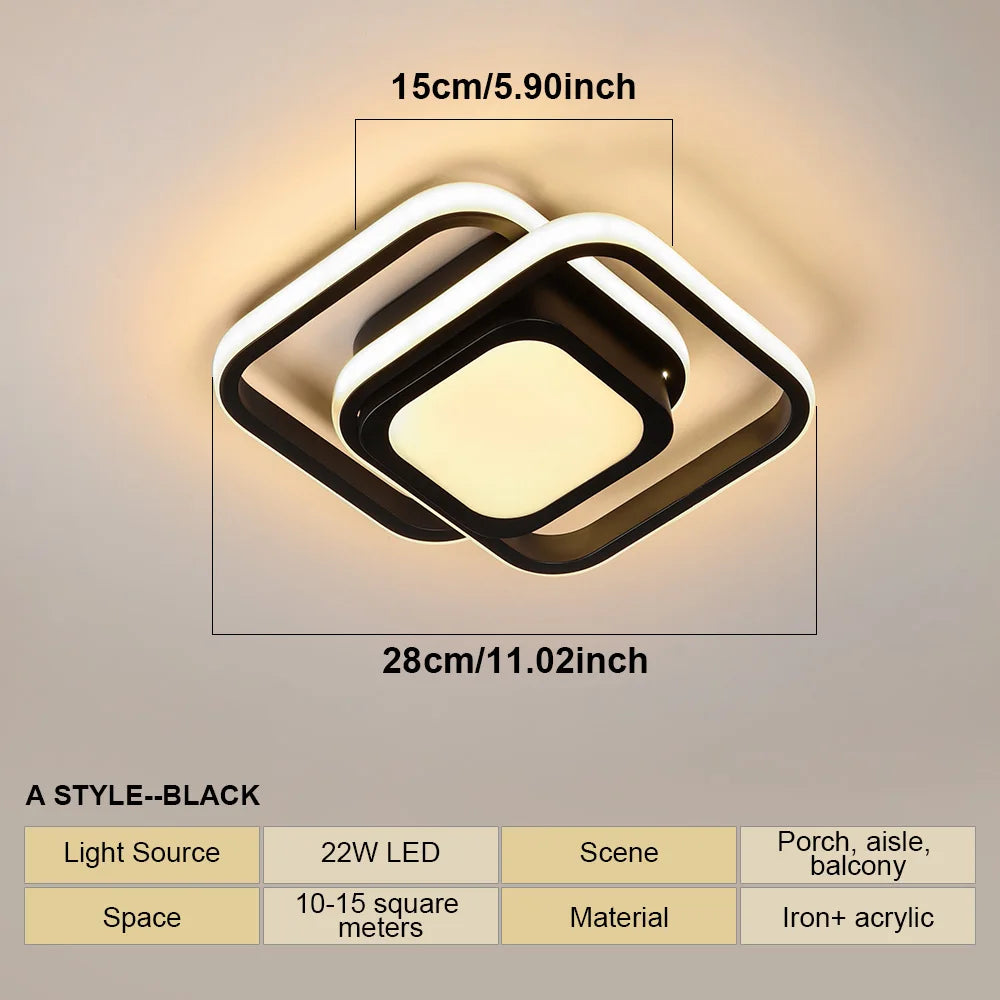Modern LED Ceiling Lights Square Aisle Lamps Small Corridor Ceiling Fixtures for Hallway Kitchen Bedroom Stair Living Room Study