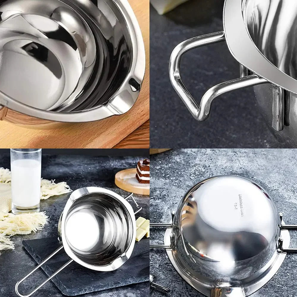2Pcs Stainless Steel Wax Melting Pot Multi Size Candle Soap Making Set Chocolate Baking Long Handle Anti Scalding Household Tool