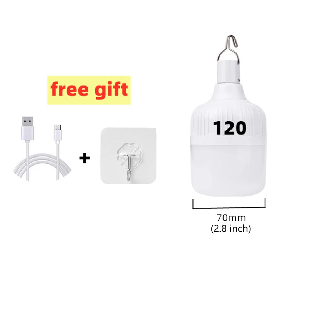 Portable Outdoor BBQ Camping Lights USB Rechargeable Lamp LED Emergency Bulb Hook High Power Tents Lantern Night Lights Bulb